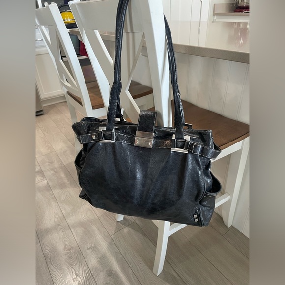 Helen Welsh genuine Leather shoulder handbag black - Picture 1 of 9